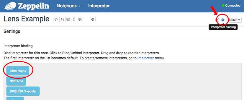 Zeppelin Notebook Interpreter Biding